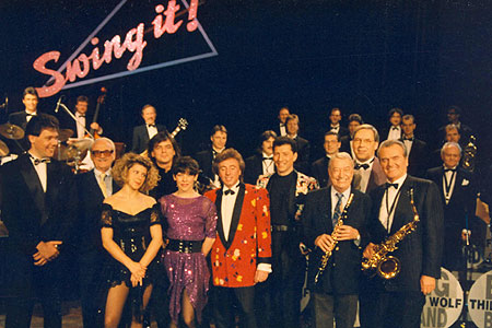 Premiere mit TV-Aufzeichnung 1992: Thilo Wolf Big Band mit Toots Thielemans, "Wall Street Crash", Hugo Strasser und Max Greger